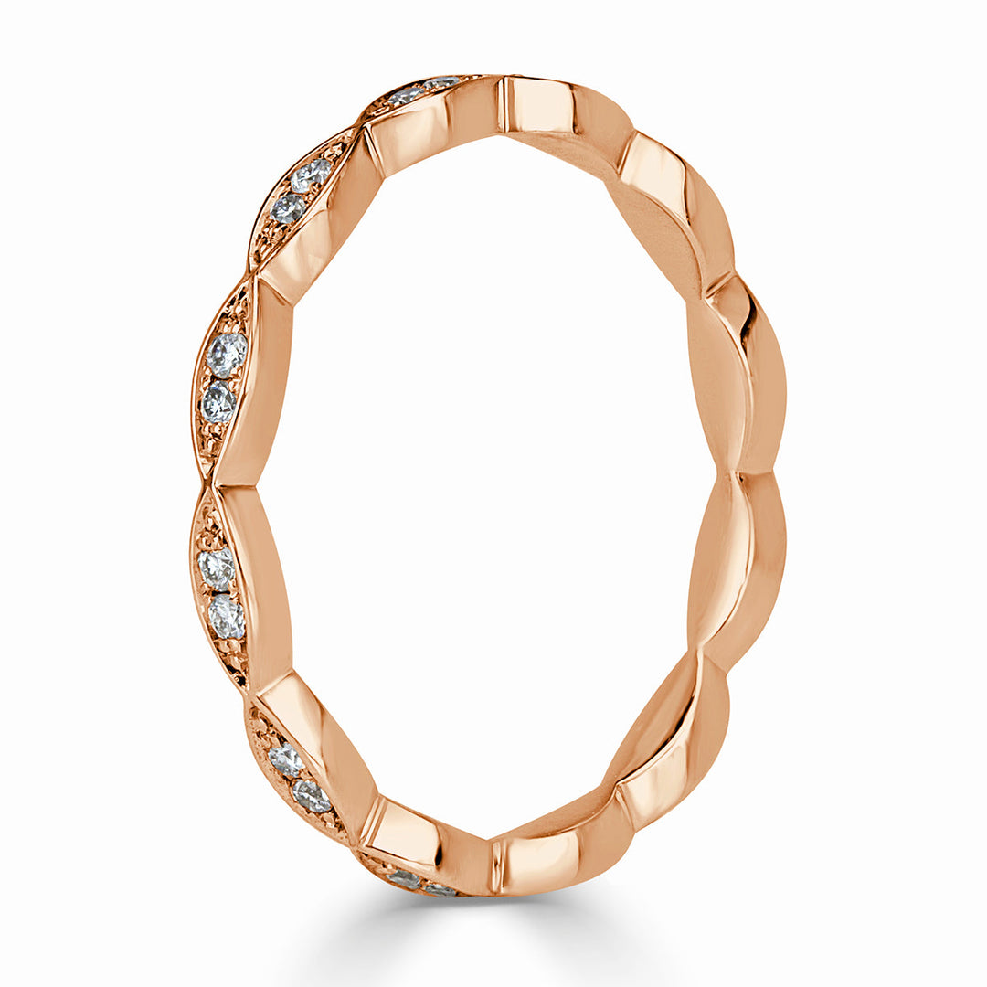 0.16ct Round Brilliant Cut Lab Diamond Marquise Bezel Eternity Band in 18k Rose Gold