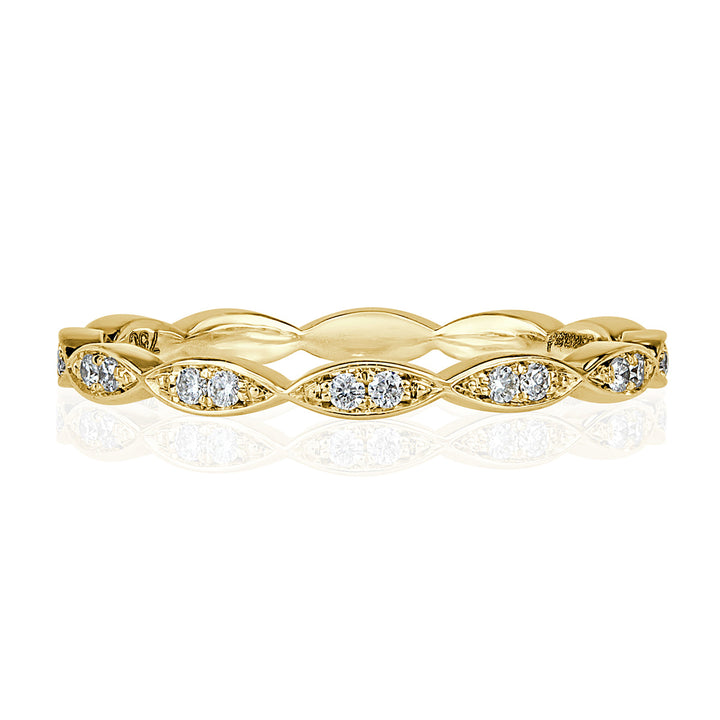 0.16ct Round Brilliant Cut Lab Diamond Marquise Bezel Eternity Band in 18k Yellow Gold