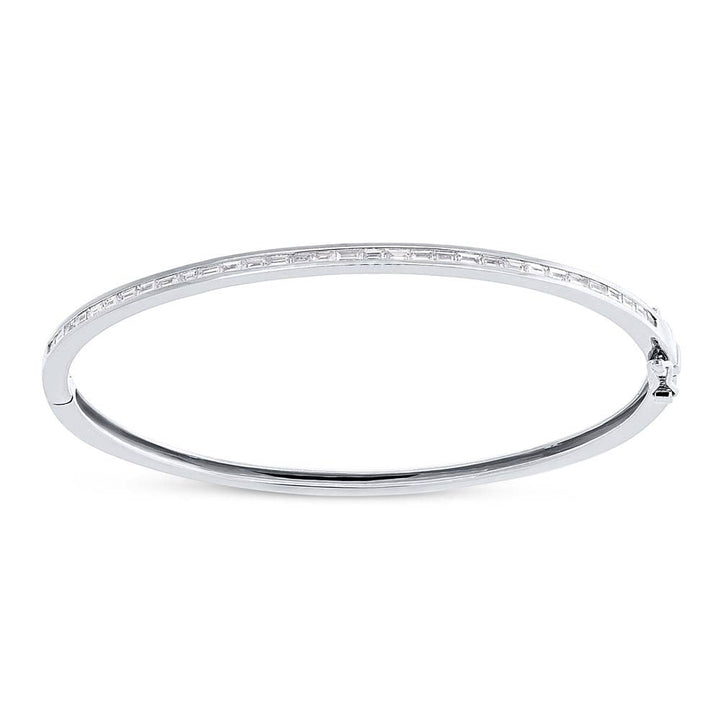 0.60ct Baguette Cut Lab Diamond Bangle Bracelet in 14K White Gold