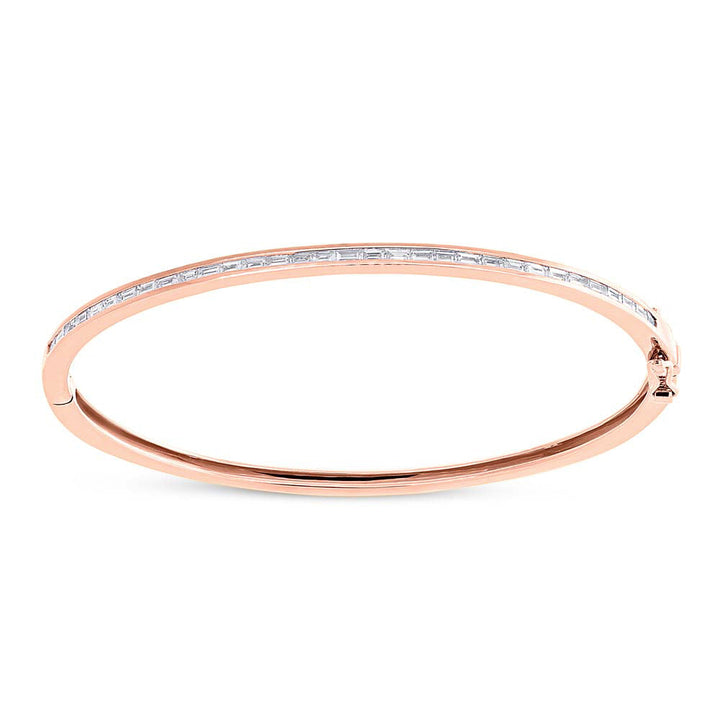 0.60ct Baguette Cut Lab Diamond Bangle Bracelet in 14K Rose Gold