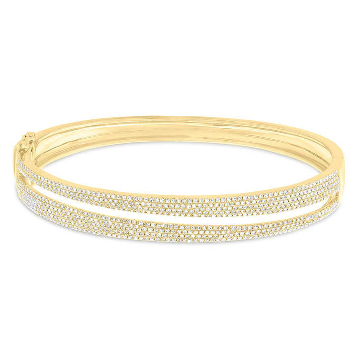 1.39ct Round Brilliant Cut Lab Diamond Split Bangle Bracelet in 14K Yellow Gold