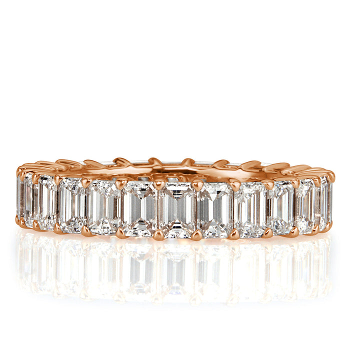 4.00ct Emerald Cut Lab Diamond Eternity Band in 18k Rose Gold