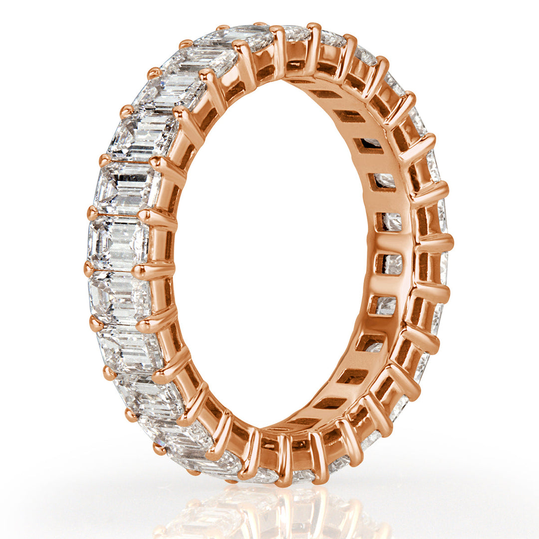 4.00ct Emerald Cut Lab Diamond Eternity Band in 18k Rose Gold