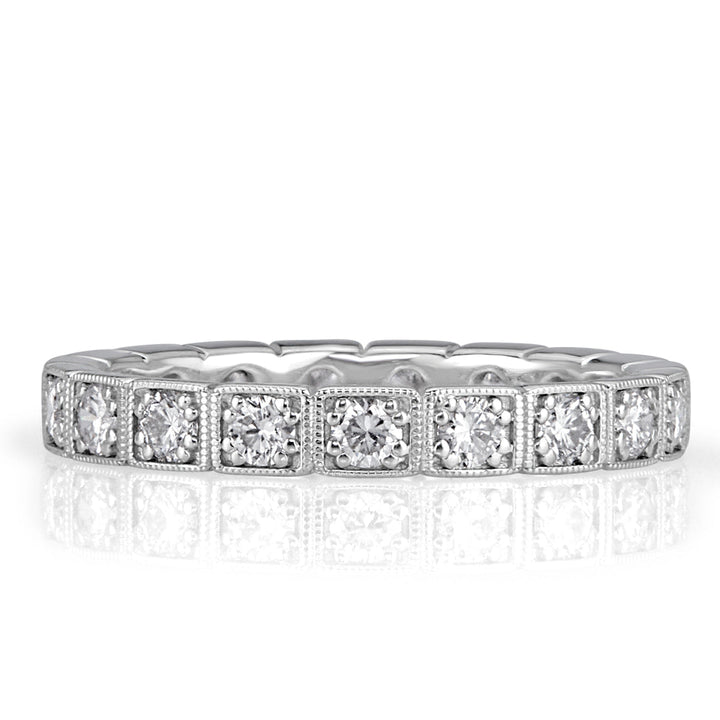 0.80ct Round Brilliant Cut Milgrain Bezel Set Lab Diamond Eternity Band in 18k White Gold