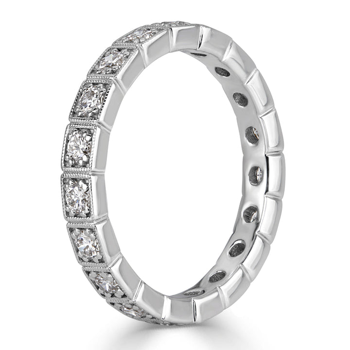 0.80ct Round Brilliant Cut Milgrain Bezel Set Lab Diamond Eternity Band in 18k White Gold