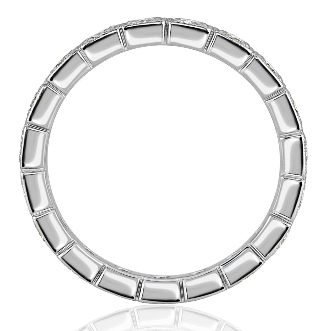 0.80ct Round Brilliant Cut Milgrain Bezel Set Lab Diamond Eternity Band in 18k White Gold