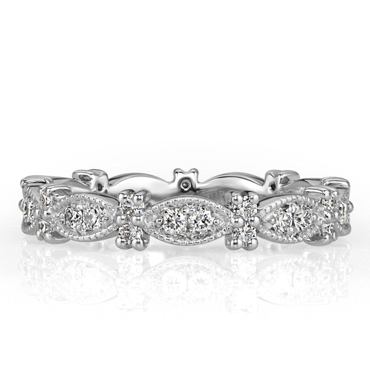 0.45ct Round Brilliant Cut Lab Diamond Milgrain Eternity Band in Platinum