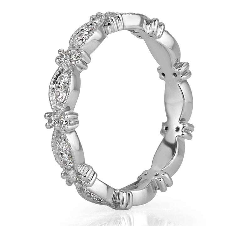 0.45ct Round Brilliant Cut Lab Diamond Milgrain Eternity Band in Platinum