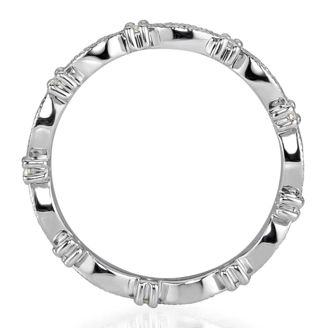 0.45ct Round Brilliant Cut Lab Diamond Milgrain Eternity Band in Platinum