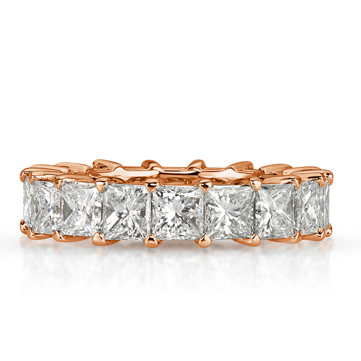 6.34ct Princess Cut Lab Diamond Eternity Band in 18k Rose Gold