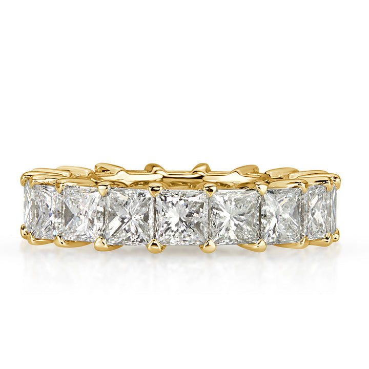 6.34ct Princess Cut Lab Diamond Eternity Band in 18k Yellow Gold