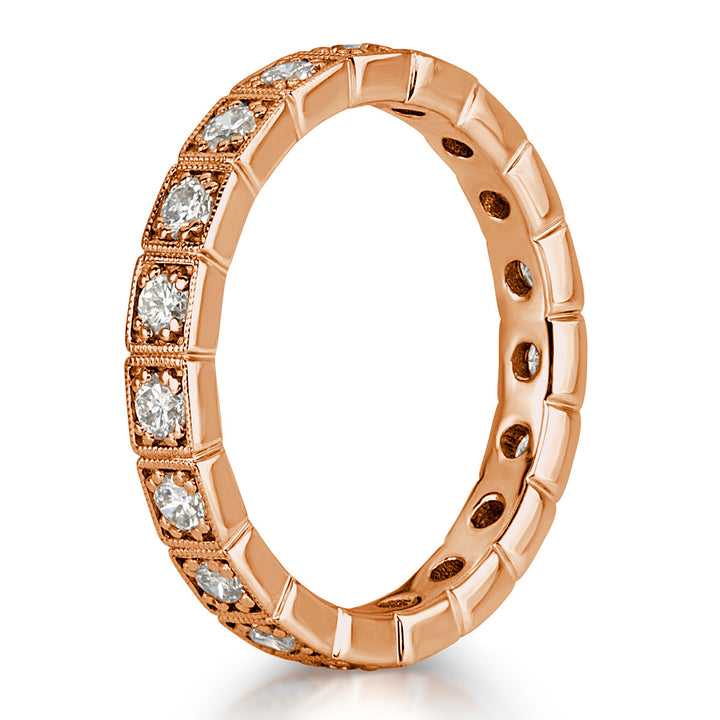 0.80ct Round Brilliant Cut Milgrain Bezel Set Lab Diamond Eternity Band in 18k Rose Gold