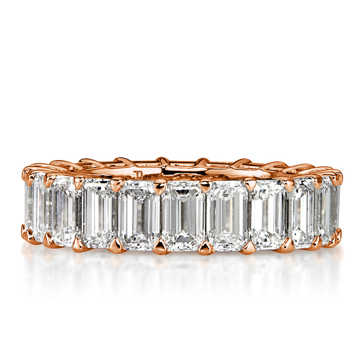 6.69ct Emerald Cut Lab Diamond Eternity Band in 18k Rose Gold