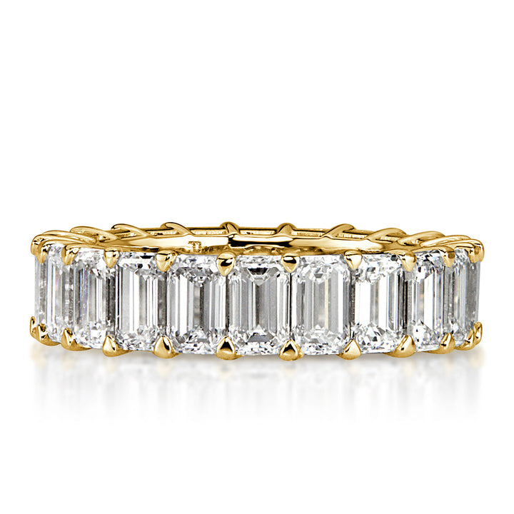 6.69ct Emerald Cut Lab Diamond Eternity Band in 18k Yellow Gold