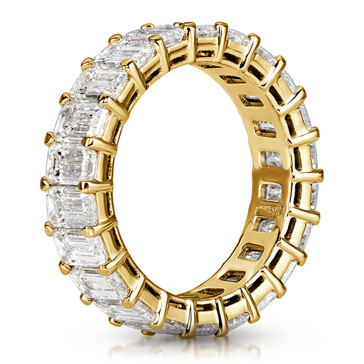 6.69ct Emerald Cut Lab Diamond Eternity Band in 18k Yellow Gold