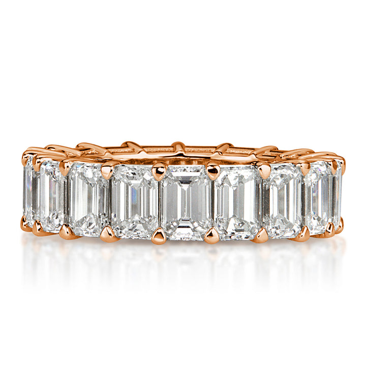 7.82ct Emerald Cut Lab Diamond Eternity Band in 18k Rose Gold