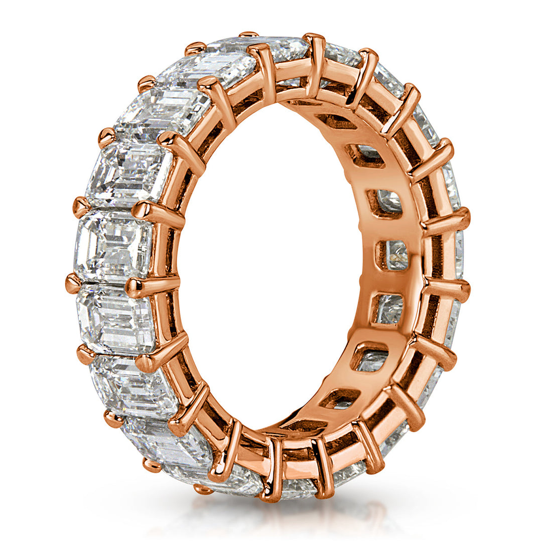 7.82ct Emerald Cut Lab Diamond Eternity Band in 18k Rose Gold