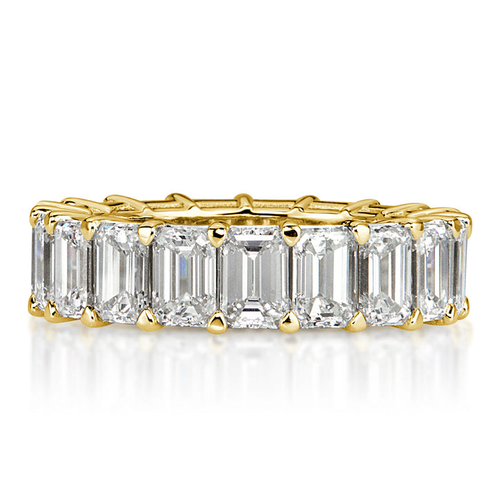 7.82ct Emerald Cut Lab Diamond Eternity Band in 18k Yellow Gold