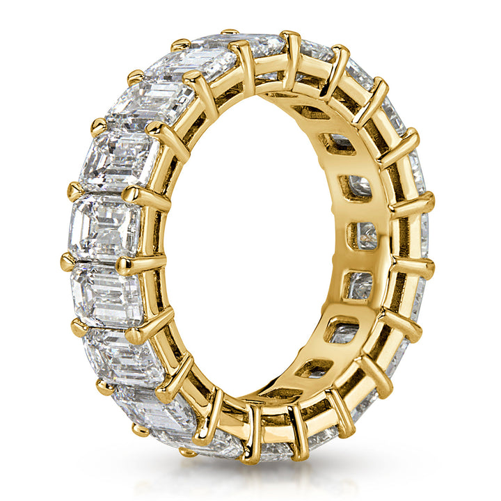 7.82ct Emerald Cut Lab Diamond Eternity Band in 18k Yellow Gold