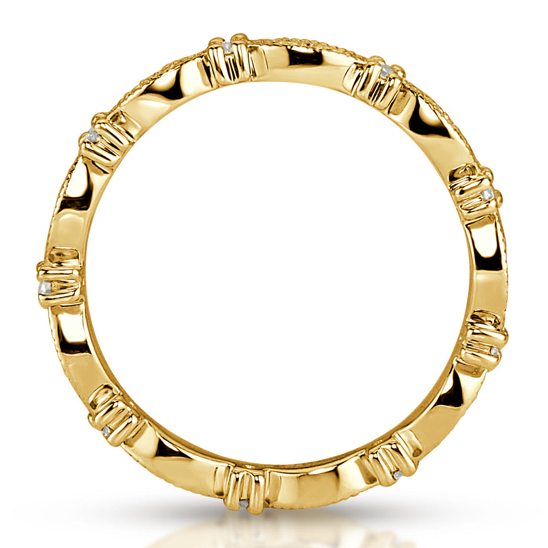 0.45ct Round Brilliant Cut Lab Diamond Milgrain Eternity Band in 18k Yellow Gold