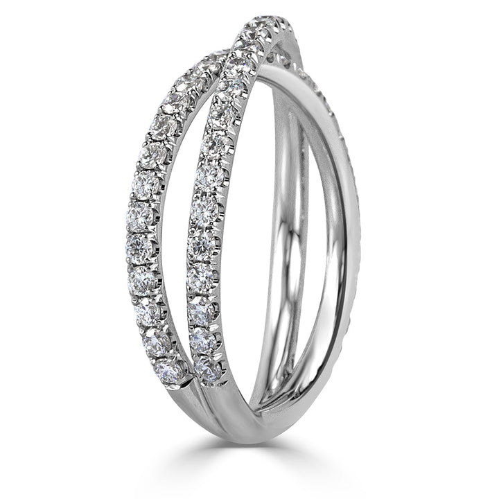 0.85ct Round Brilliant Cut Lab Diamond Crisscross Ring in Platinum