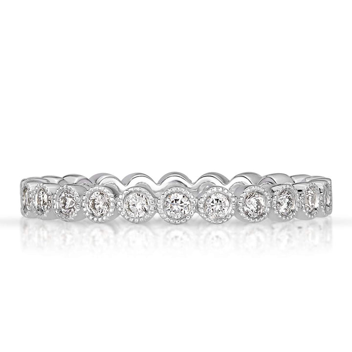 0.40ct Round Brilliant Cut Milgrain Bezel Set Eternity Band in 18k White Gold