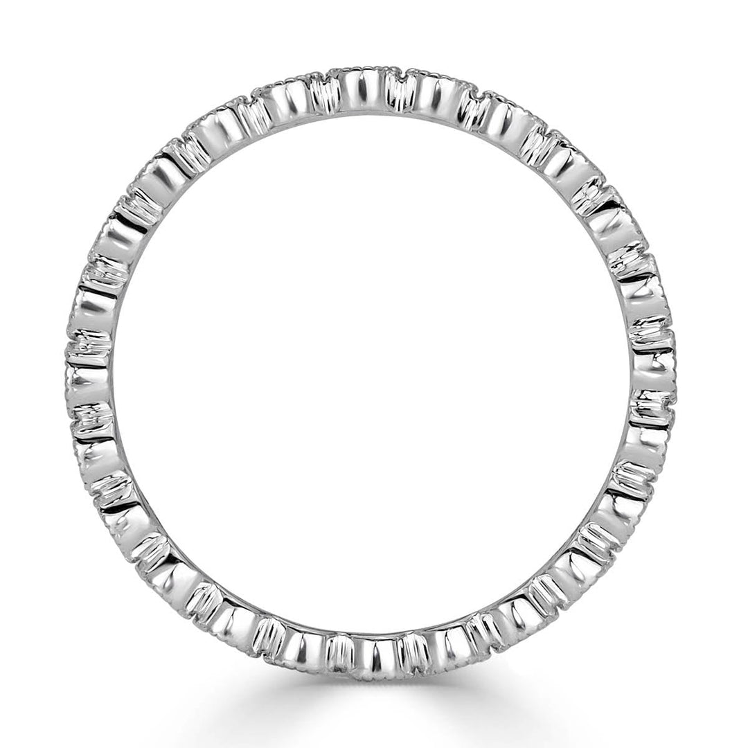 0.40ct Round Brilliant Cut Milgrain Bezel Set Eternity Band in 18k White Gold