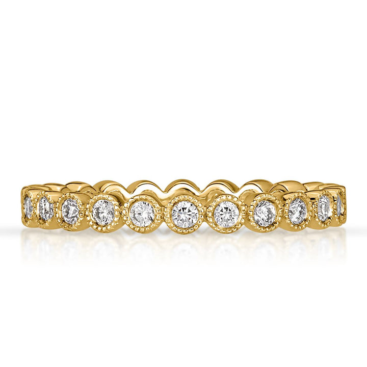 0.40ct Round Brilliant Cut Milgrain Bezel Set Eternity Band in 18k Yellow Gold