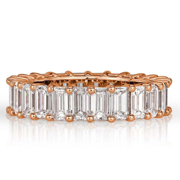 4.87ct Emerald Cut Lab Diamond Eternity Band in 18k Rose Gold