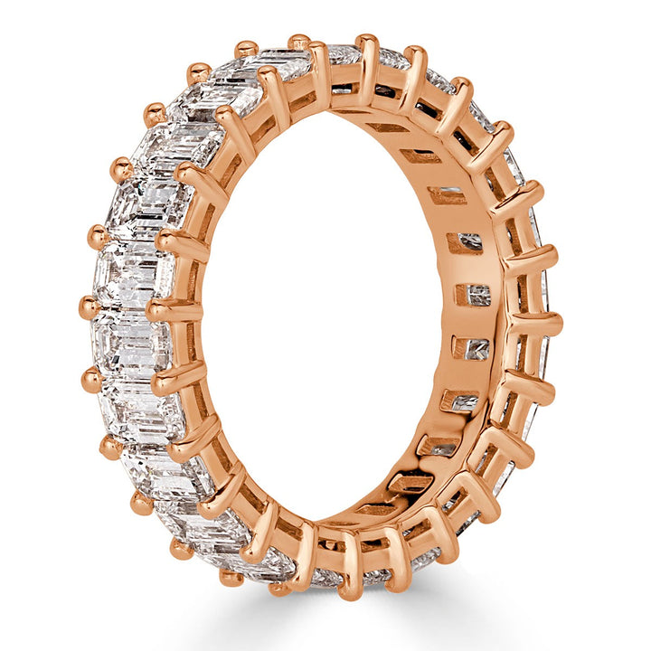 4.87ct Emerald Cut Lab Diamond Eternity Band in 18k Rose Gold