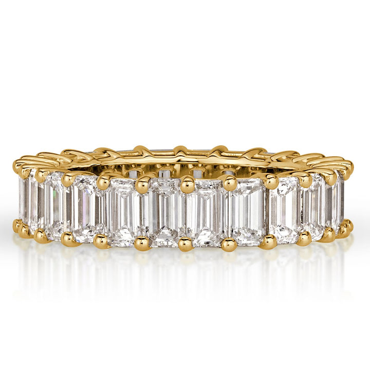 4.87ct Emerald Cut Lab Diamond Eternity Band in 18k Yellow Gold