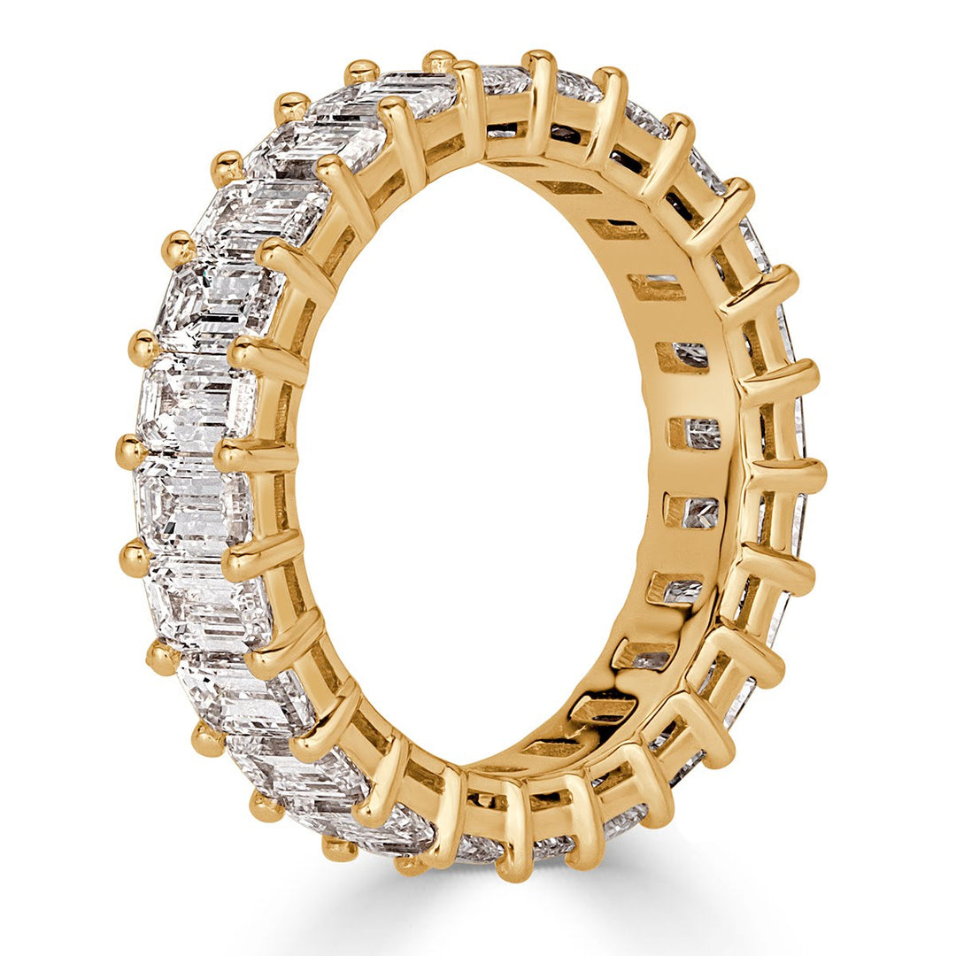 4.87ct Emerald Cut Lab Diamond Eternity Band in 18k Yellow Gold