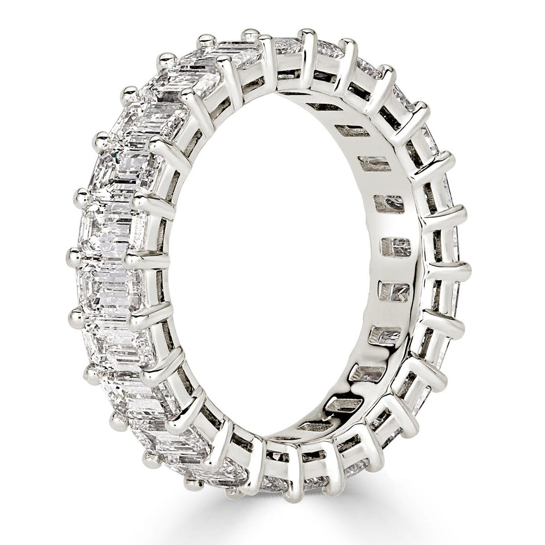 4.87ct Emerald Cut Lab Diamond Eternity Band in 18k White Gold