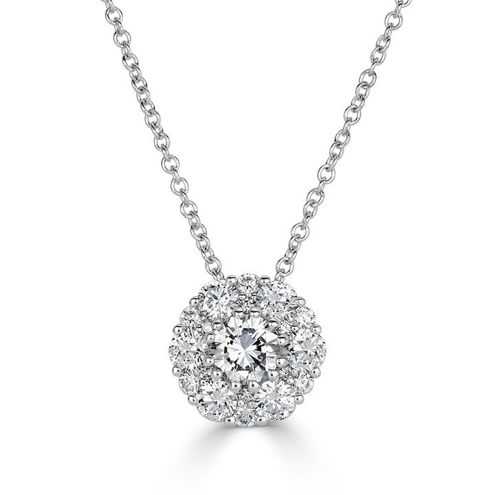 0.71ct Round Brilliant Cut Floral Halo Lab Diamond Pendant