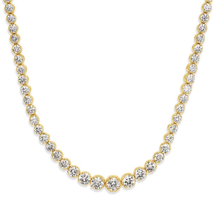 18.10ct Round Brilliant Cut Lab Diamond Estate Tennis Necklace in 14k Yellow Gold