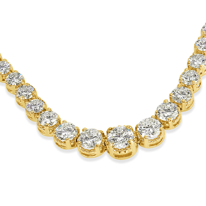 18.10ct Round Brilliant Cut Lab Diamond Estate Tennis Necklace in 14k Yellow Gold