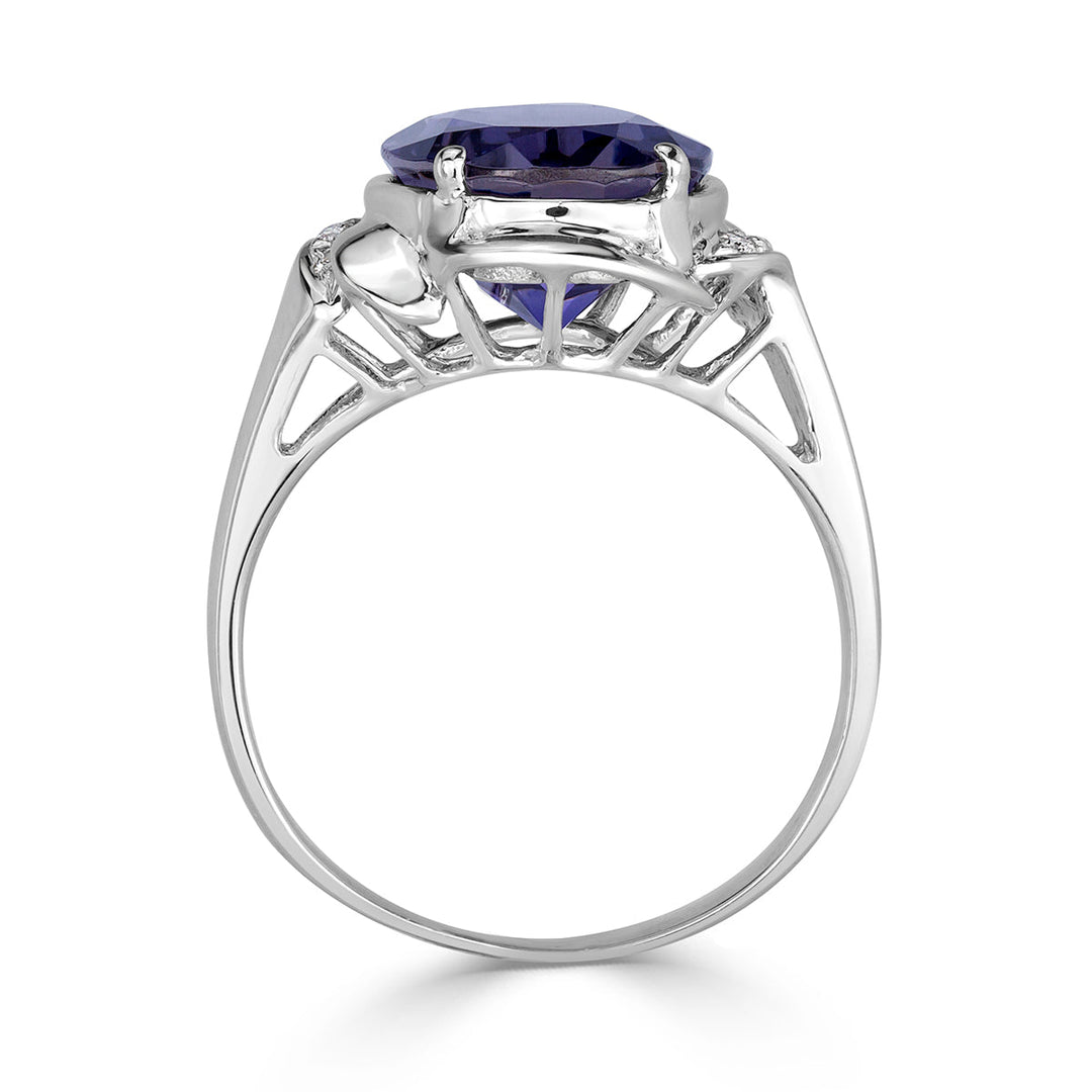 4.87ct Oval Cut Violet Lolite and Lab Diamond Ring