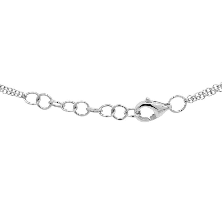 0.74ct Round Brilliant Cut Lab Diamond and Blue Sapphire Halo Chain Bracelet in 14k White Gold