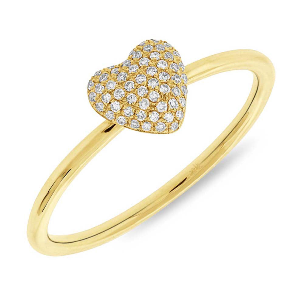 0.11ct Round Cut Lab Diamond Heart Ring in 14k Yellow Gold