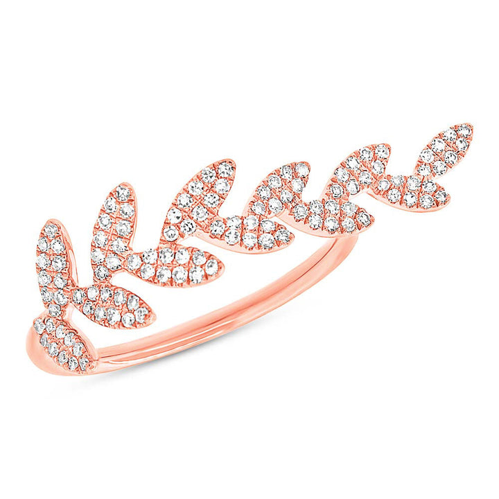 0.31ct Round Cut Lab Diamond Leaf Ring in 14k Rose Gold