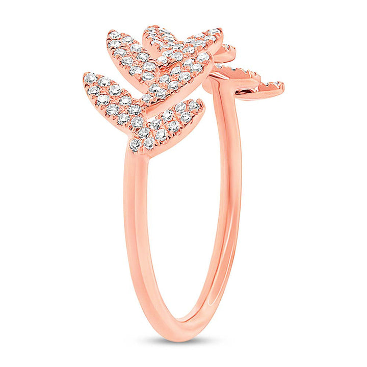 0.31ct Round Cut Lab Diamond Leaf Ring in 14k Rose Gold