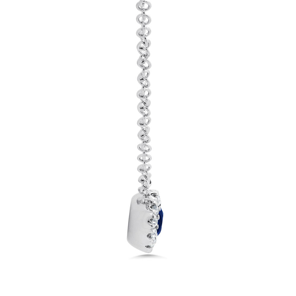 0.18ct Round Brilliant Cut Lab Diamond and Sapphire Pendant in 14k White Gold