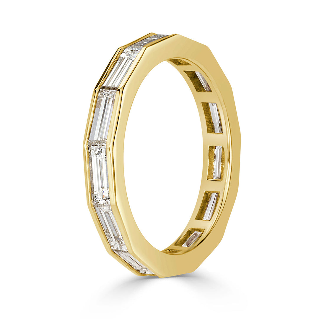 2.05ct Baguette Cut Lab Diamond Eternity Band in 18k Yellow Gold