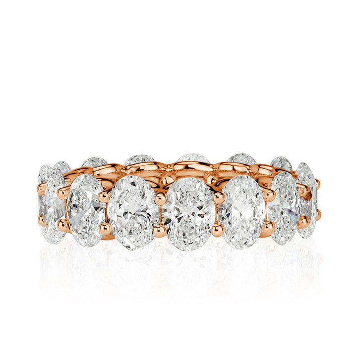 7.64ct Oval Cut Lab Diamond Eternity Band in 18k Rose Gold