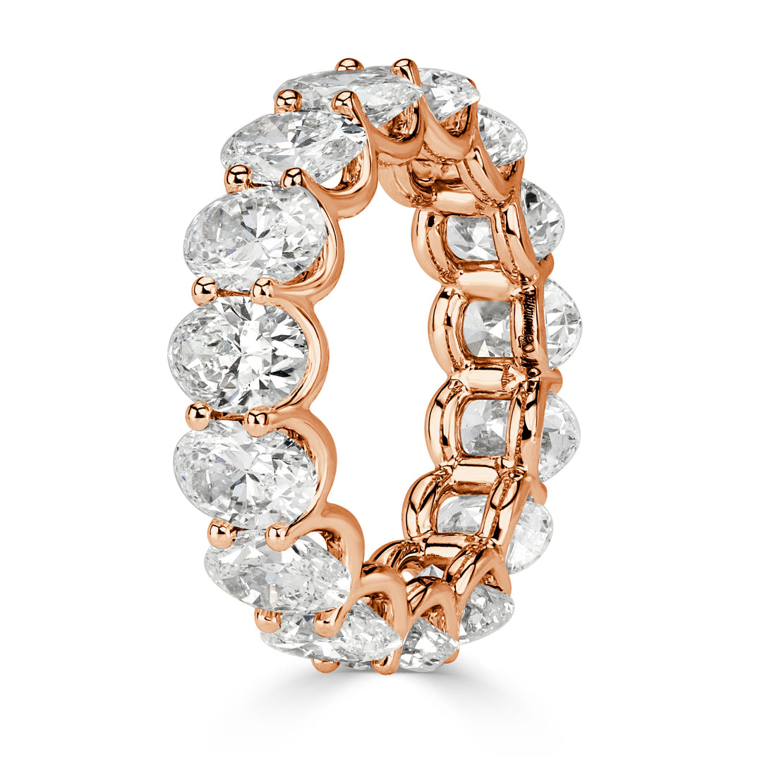 7.64ct Oval Cut Lab Diamond Eternity Band in 18k Rose Gold