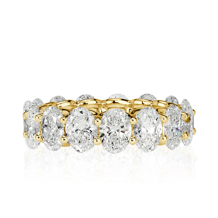 7.64ct Oval Cut Lab Diamond Eternity Band in 18k Yellow Gold