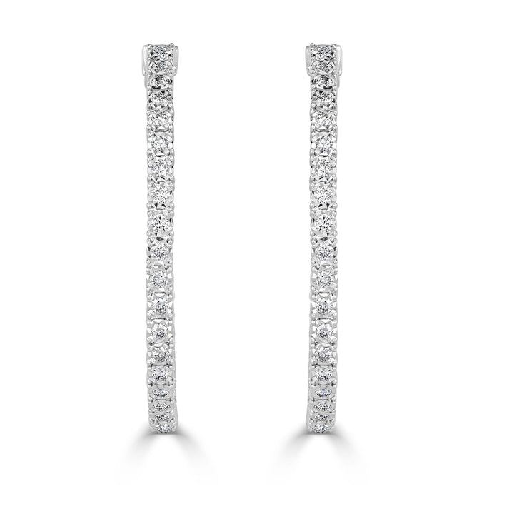 3.00ct Round Brilliant Cut Lab Diamond Hoop Earrings