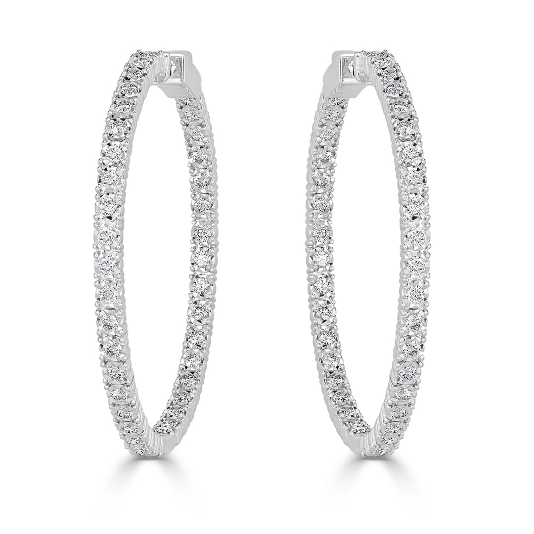 3.00ct Round Brilliant Cut Lab Diamond Hoop Earrings