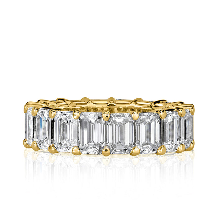 9.09ct Emerald Cut Lab Diamond Eternity Band in 18k Yellow Gold