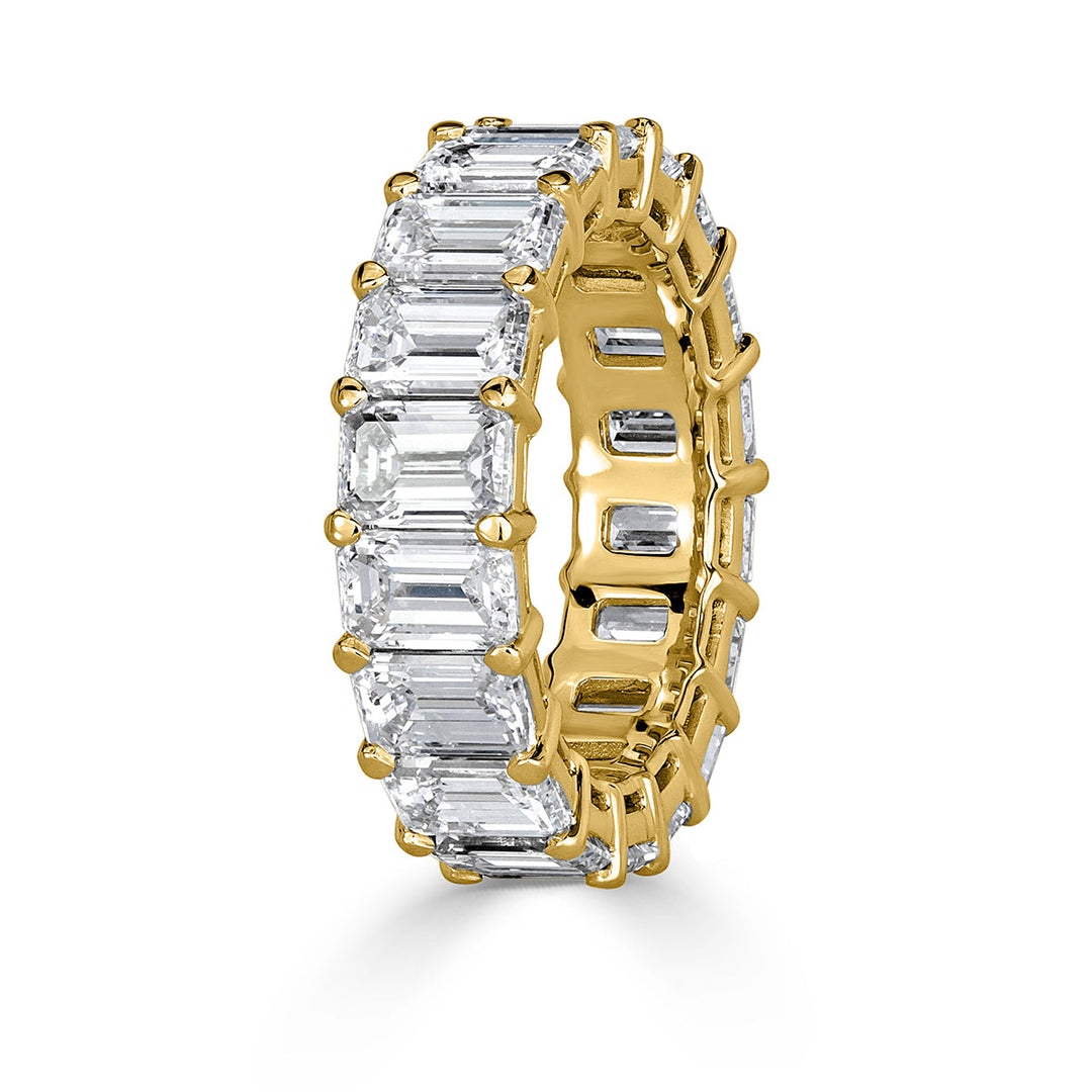 9.09ct Emerald Cut Lab Diamond Eternity Band in 18k Yellow Gold